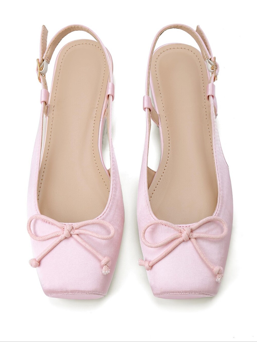 Womens Classic Baby Pink Slingback Ballet Flats Bow, 6.5-7